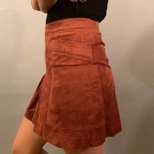 BCBG Cognac Corinne Suede Skirt